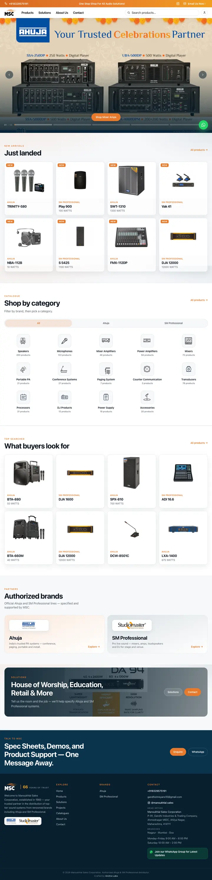 Mansukhlal Sales Corporation Homepage screenshot