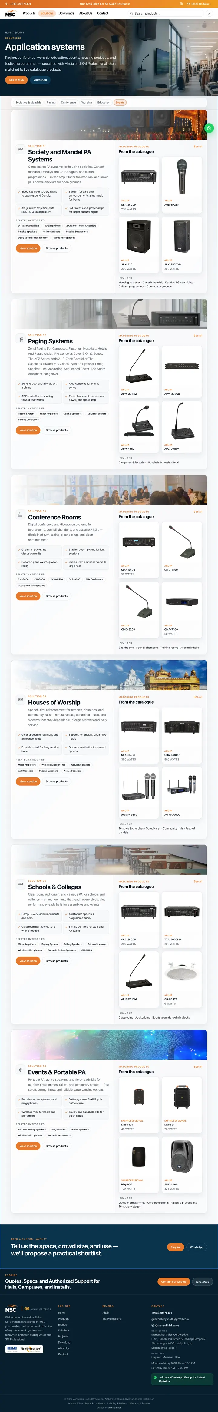 Mansukhlal Sales Corporation Solutions page screenshot